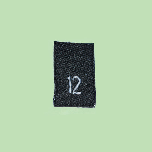 Black Size Labels with White Numbers